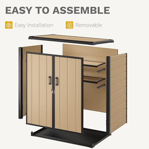 DWVO 5x3ft Resin Outdoor Storage Shed with Floor, Waterproof Lockable Storage Shed with Window, Plastic Outside Tool Storage for Garden, Backyard, Patio, Lawn, Gray - Image 71