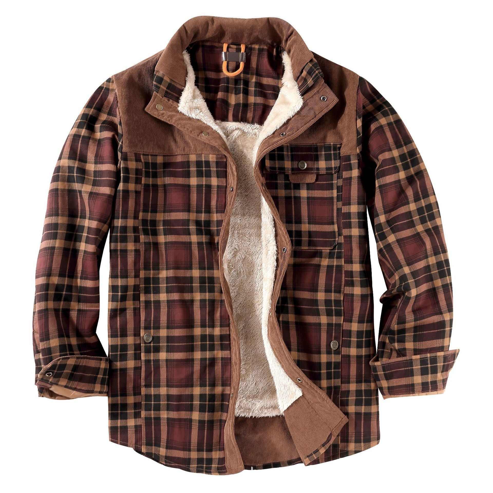 Men’s Winter Plaid Sherpa Lined Jacket - Image 6