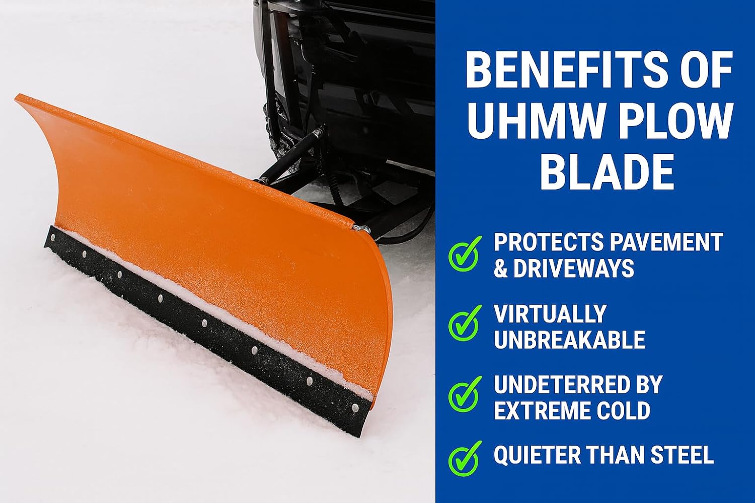 UHMW Snow Plow Poly Cutting Edge Industrial Strength 3/4 X Thick X 4 Wide Driveway Safe plow Blade, Poly plow Cutting Edge, Snow Blower Edge, ATV Snow plow Blade (60 Long) - Image 3