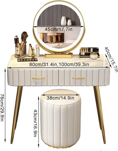 Dressing Table Bedroom Dresser Modern Dressing Table with Adjustable LED Lighted Mirror and Storage Drawer – 3 Color Lighting Modes,Makeup, Storage - Image 7
