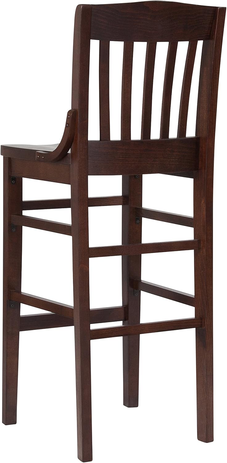 Flash Furniture HERCULES Series School House Back Walnut Wood Restaurant Barstool - Image 8