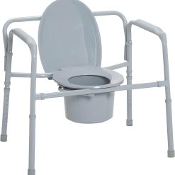 Drive Medical 11117N-1 Bariatric Commode Chair for Toilet with Arms, Gray