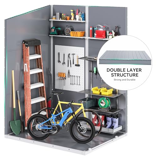DWVO 5x3ft Resin Outdoor Storage Shed with Floor, Waterproof Lockable Storage Shed with Window, Plastic Outside Tool Storage for Garden, Backyard, Patio, Lawn, Gray - Image 45