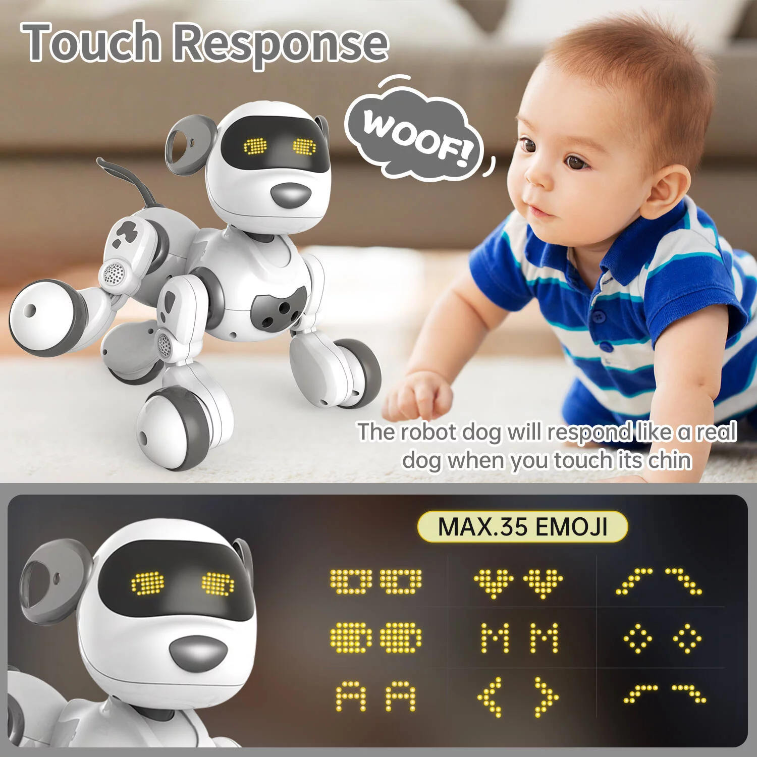 Remote Control Robot Dog Toy with Touch Function and Programmable,Smart Interactive Stunt Robot Dog Toy - Image 2
