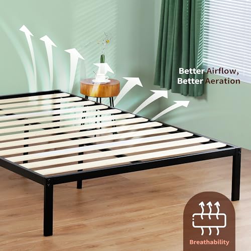 PrimaSleep 18 Inch Tall Heavy Duty Steel Slat Bed Frame/Anti-Slip Support/Easy Assembly Mattress Foundation/No Noise/No Box Spring Needed/Full/Black - Image 15