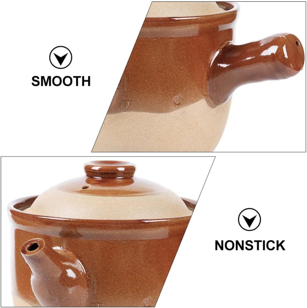Traditional Chinese Medicine Casserole Retro Skillet Pottery Clay Chinese Medicine Pot Pitcher Teapot Stew Pot Ramen Gift,001,25x19cm (1 22×17.5cm) - Image 7