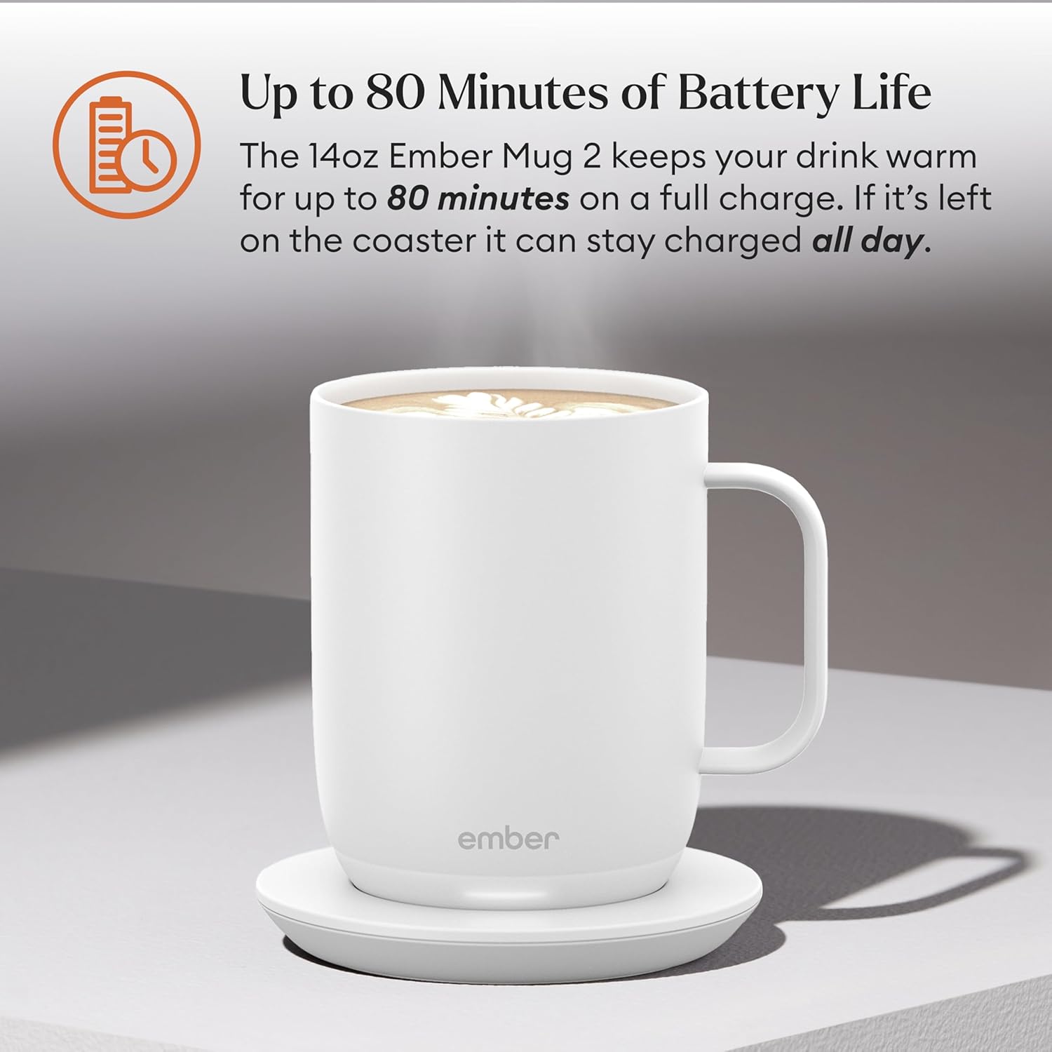 Ember Temperature Control Smart Mug 2, 14 Oz, App-Controlled Heated Coffee Mug with 80 Min Battery Life and Improved Design, White - Image 15