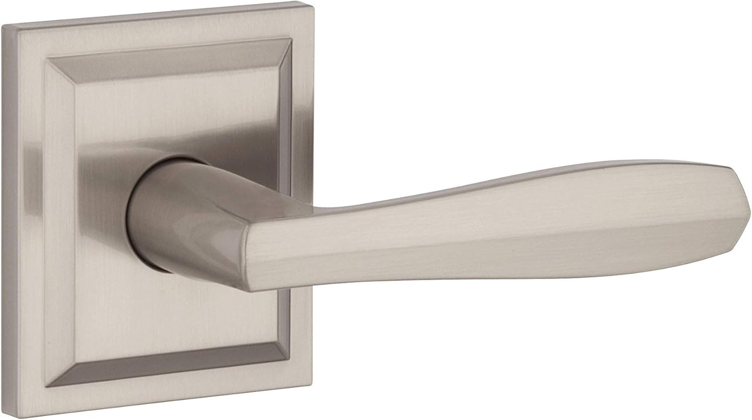Baldwin 93530-011 Torrey Pines Privacy Lever for Bedroom or Bathroom Handle in Satin Nickel, Prestige Series with a Modern Contemporary Slim Design for Interior Doors Pack of 2