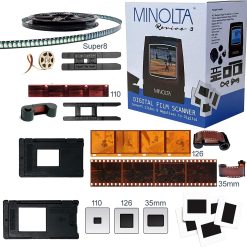 Alternative view of MINOLTA Film & Slide Scanner, Convert Color & B&W 35mm, 126, 110 Negative & Slides, Super 8 Films to 22MP JPEG Digital Photos, 16GB SD Card, Worldwide (Red)