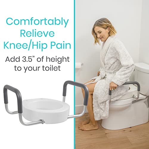 Vive Toilet Seat Risers for Seniors (Raised with Handles) Grab Bar Seat for Seniors – Options for Elongated & Standard Bowls – Elderly Handicap Medical Hip Replacement Surgery Lift, Easy Clean, White - Image 9