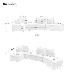 Alternative view of Convertible Sectional Sofa Couch for Living Room, Oversized L Shaped Couch with Chaise Lounge Sofa Set, Comfy Upholstered Sofa with 3 Back Pillows & 2 Throw Pillow, for Home Office (Orange)