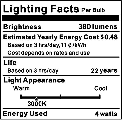 KLG E12 LED Candelabra Bulb 4W Equivalent to 40W T3/T4 E12 Candelabra Base Bulbs, Daylight White 5000K for Ceiling Fan, Chandelier AC120V, Not Dimmable 6 Pack - Image 7
