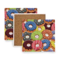 Alternative view of Donuts Square Coasters for Drinks 4 Packs, Absorbent Heat-Resistant Ceramic Stone Coaster Desktop Protector with Cork Base for Kitchen Bar Home Decor, 3.9 Inch