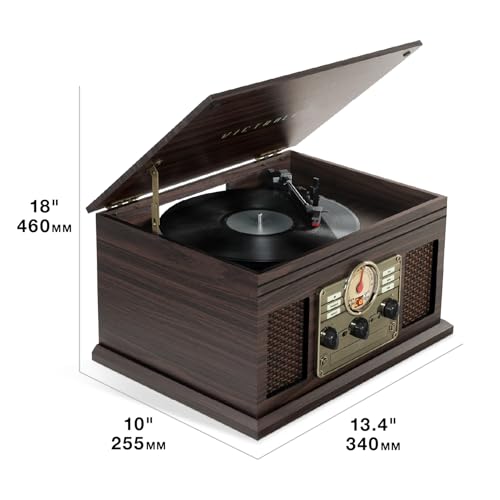 Victrola The Quincy 6-in-1 Bluetooth Record Player & Multimedia Center with Built-in Speakers ?C 3-Speed Turntable, CD & Cassette Player, AM/FM Radio, Wireless Music Streaming (Natural) - Image 12