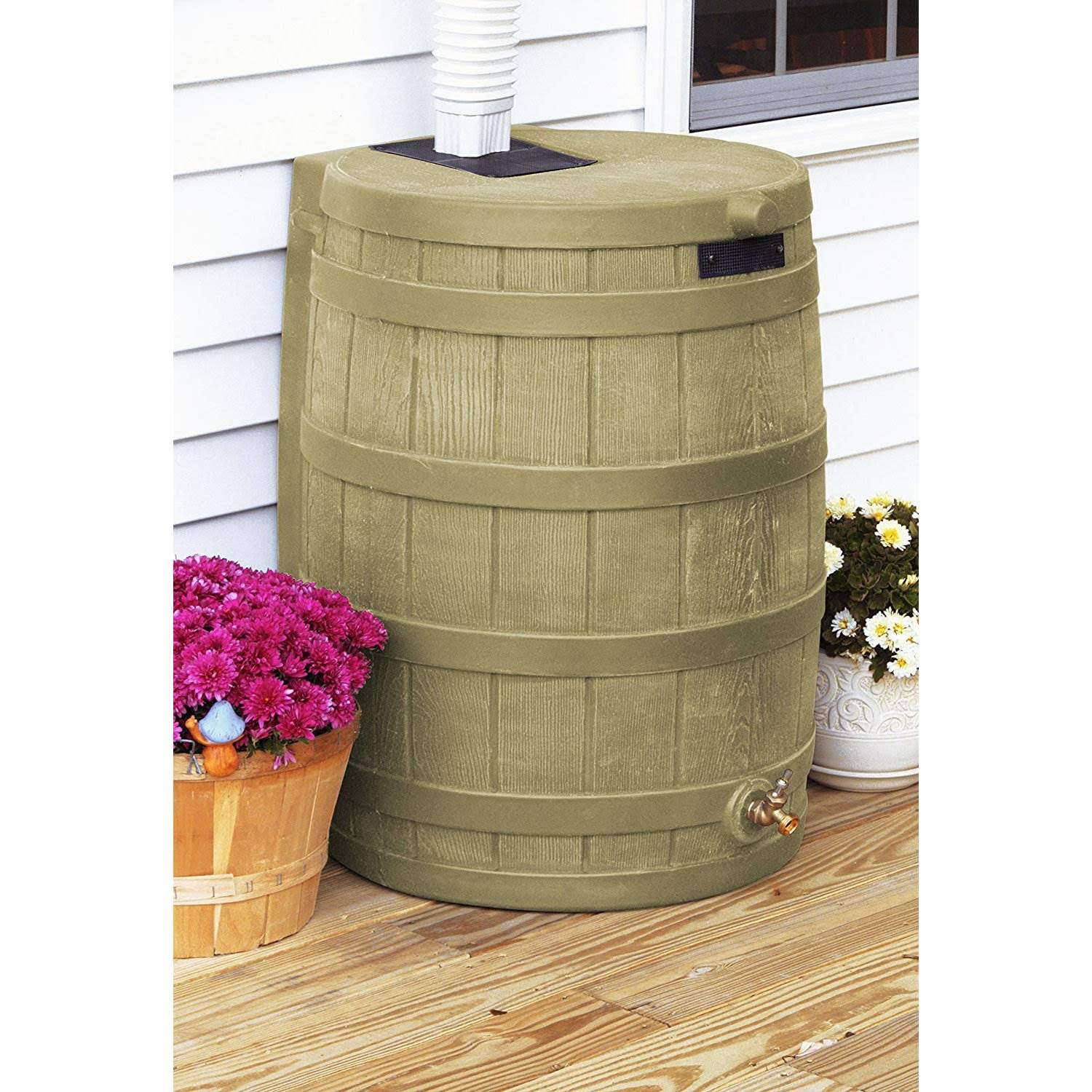 Good Ideas Rain Wizard 50 Gallon Rain Barrel Water Collector, Khaki (2 Pack) - Image 2