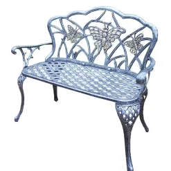 Alternative view of Oakland Living Butterfly Cast Aluminum Outdoor Loveseat Bench, Gray
