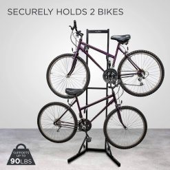 Alternative view of RaxGo Bike Storage Rack, 2 Bicycle Garage Stand, Adjustable, Freestanding, Adjustable Hooks Universal for Indoor Use