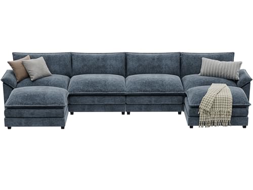 YESHOMY Sectional Modular Sofa U Shaped Chenille Fabric Couch with High Supportive & Soft Sponges and Removable Ottoman, Sleeper Comfy Upholstered Furniture for Living Room, Grey - Image 34