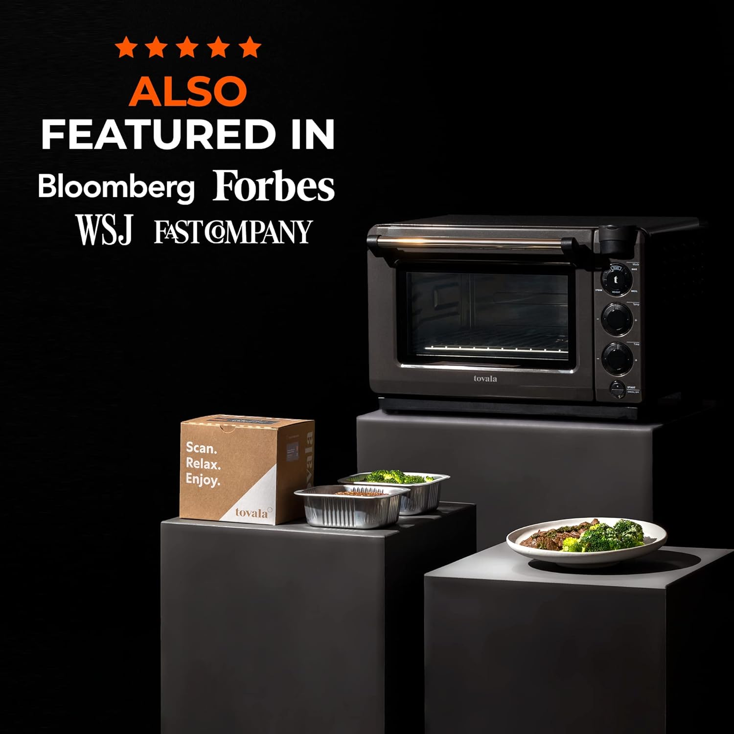 Tovala Gen 2 Smart Steam Large Countertop WiFi Oven | 5 Mode Programmable Oven and Smartphone Controlled | Toast, Steam, Bake, Broil and Reheat | Black & Stainless Steel Convection and Toaster Oven - Image 5