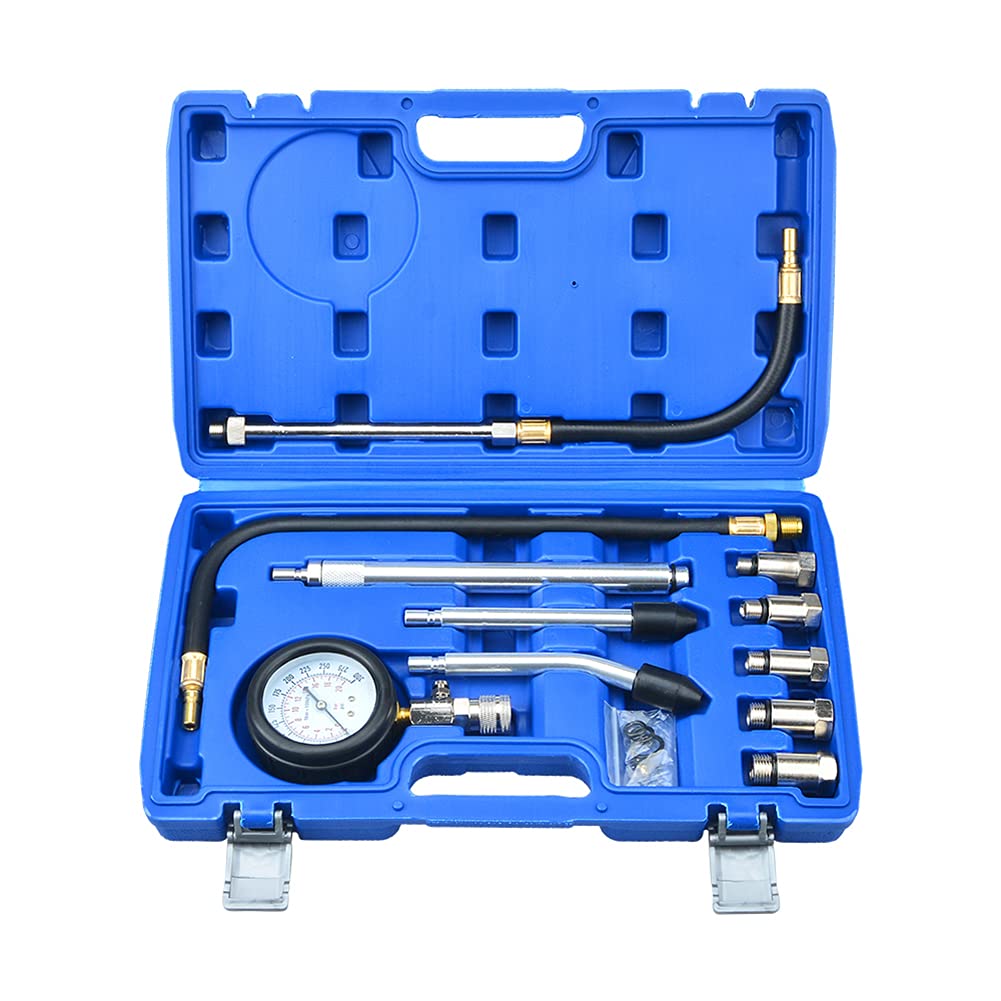 Prokomon Petrol Gasoline Engine Cylinder Compression Tester Kit with M10 M12 M14 M16 M18