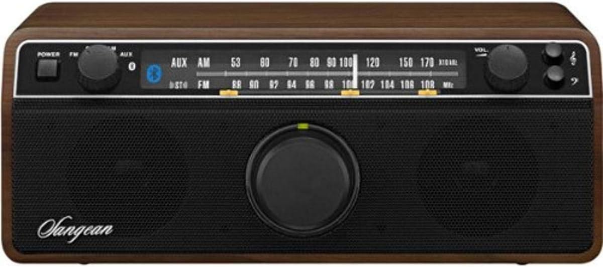 Sangean WR-12BT AM/FM/Bluetooth/AUX-In Stereo Analog Wooden Cabinet Radio (Dark Walnut) - Image 2