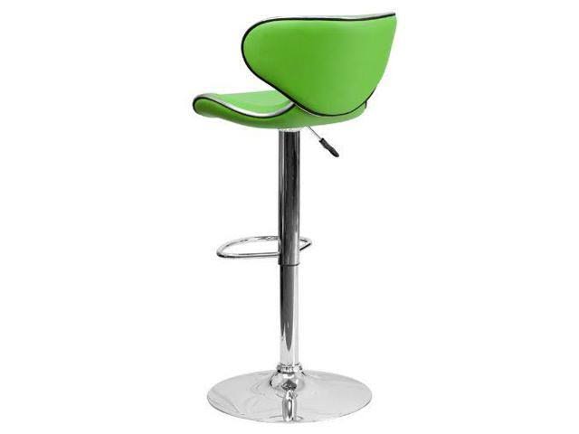Flash Furniture Contemporary Cozy Mid-Back Vinyl Adjustable Height Barstool with Chrome Base, Green - Image 2