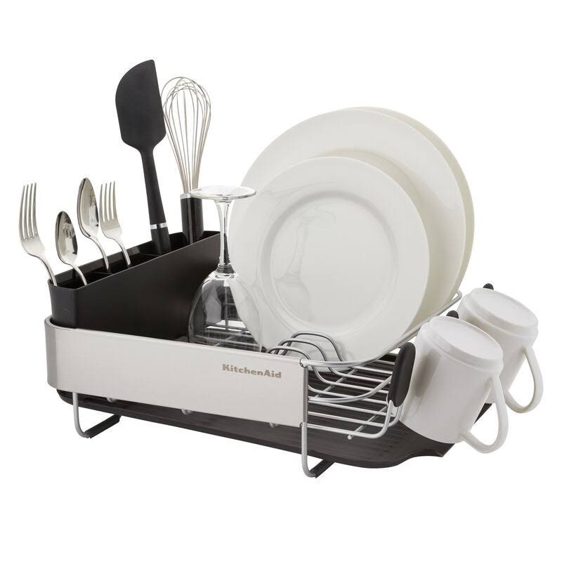 KitchenAid Compact Stainless Steel Dish Rack, 16.06-Inch, Black - Image 7