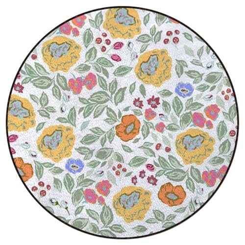 Dark Blue White Office Chair Mat Hardwood Floor Computer Desk Mat Anti-Slip Gaming Chair Mat Round Floor Mat Durable Floor Protector Old Fashion Romantic Decorating Diameter 35.4 in - Image 3