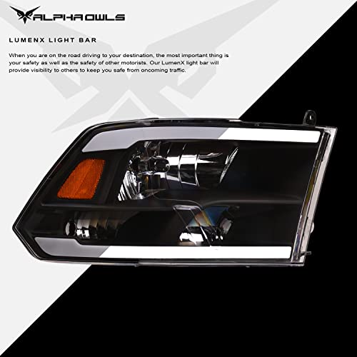 Alpha Owls 8710401 Crystal Headlights With Switchback Sequential LED Light Bar & Startup Light – Black Amber Fits 2009-2018 Dodge Ram 1500 2500 3500/2019-2023 Classic Halogen Models - Image 38