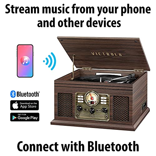 Victrola The Quincy 6-in-1 Bluetooth Record Player & Multimedia Center with Built-in Speakers ?C 3-Speed Turntable, CD & Cassette Player, AM/FM Radio, Wireless Music Streaming (Natural) - Image 26