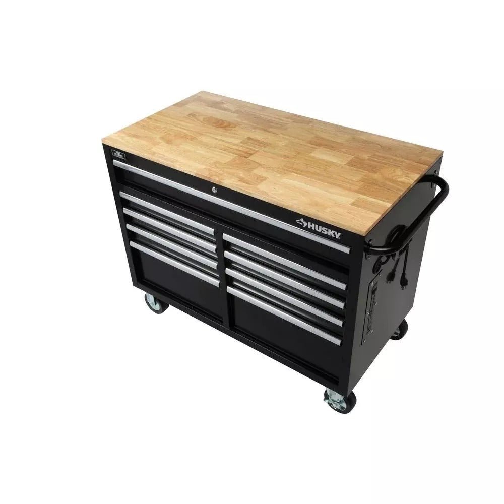 Husky 46 in. W x 24 in. D 9-Drawer Gloss Black Deep Tool Chest Mobile Workbench - Image 3