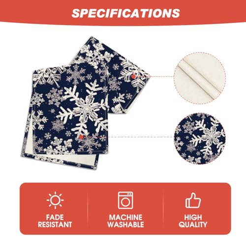 Artoid Mode Navy Blue Snowflakes Christmas Table Runner, Seasonal Winter Holiday Kitchen Dining Table Decoration for Home Party Decor 13×72 Inch - Image 19