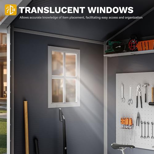 DWVO 5x3ft Resin Outdoor Storage Shed with Floor, Waterproof Lockable Storage Shed with Window, Plastic Outside Tool Storage for Garden, Backyard, Patio, Lawn, Gray - Image 64
