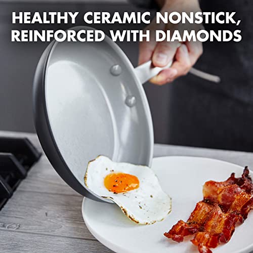 GreenPan Chatham Hard Anodized Healthy Ceramic Nonstick, 12 Frying Pan Skillet with Lid, PFAS-Free, Dishwasher Safe, Oven Safe, Gray - Image 2