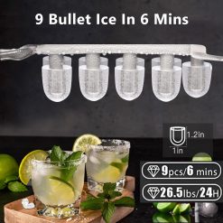 Alternative view of Bullet Ice Maker Countertop with Handle,9 Bullet Ice Cubes Ready in 6 Mins,26Lbs/24H, Self-Cleaning Portable Ice Machine with Basket and Scoop, for Home/Kitchen/Camping/RV