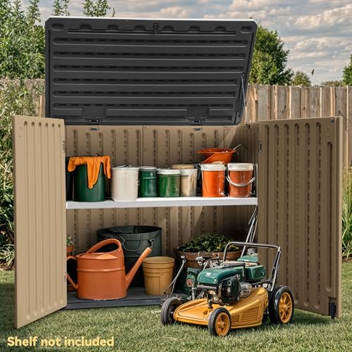 DWVO 5x3ft Resin Outdoor Storage Shed with Floor, Waterproof Lockable Storage Shed with Window, Plastic Outside Tool Storage for Garden, Backyard, Patio, Lawn, Gray - Image 28