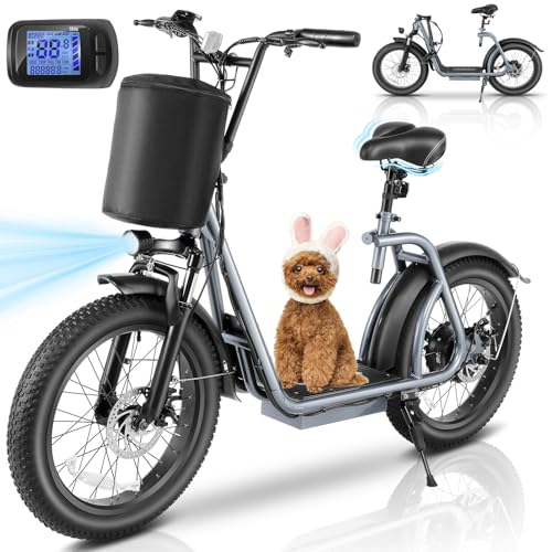 Caroma Peak 800w Electric Scooter Adults 20X3 Fat Tire, 20 MPH Top Speed & 30 Miles Range, Off-Road E Scooter w/Adjustable Seat & Detachable Basket, Foldable Ebike w/Shock Absorption for Commuting - Image 13