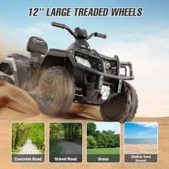 Alternative view of ELEMARA 2 Seater Kids ATV, 4 Wheeler Quad Electric Vehicle with 10AH Battery, 4mph Max Speed, 2 Charging Ports, LED Headlights, Music, Radio, 12V Battery Powered Ride on Car for Boys & Girls, Green