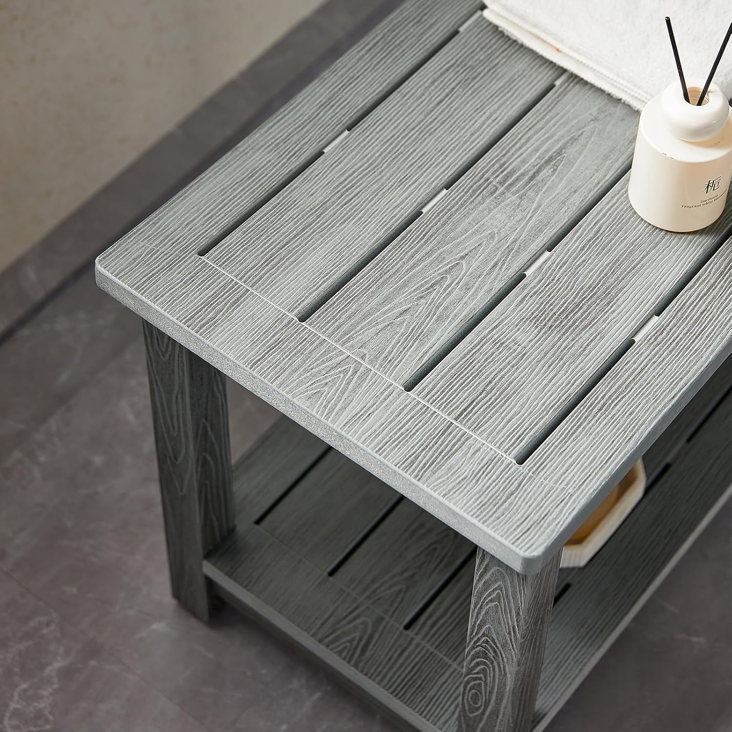 HDPS Shower Bench Seat, Poly Lumber Bathroom Stool for Inside Shower Waterproof, Foot Rest Stool for Shaving Legs with Adjustable Feet, Plastic Spa Bath Chair Seat for Bathroom, Non-Slip, Brown - Image 23