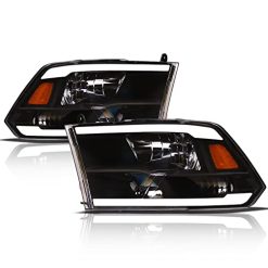 Alternative view of Alpha Owls 8710401 Crystal Headlights With Switchback Sequential LED Light Bar & Startup Light – Black Amber Fits 2009-2018 Dodge Ram 1500 2500 3500/2019-2023 Classic Halogen Models