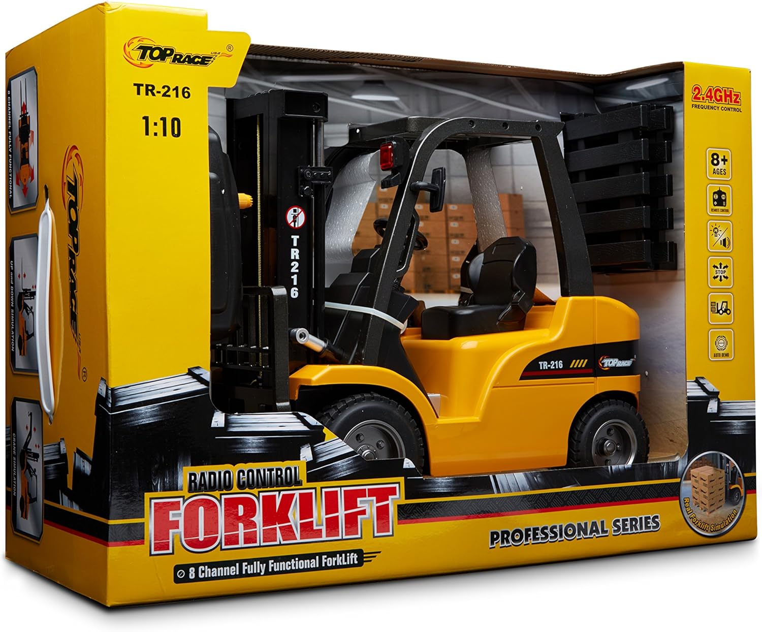 Top Race Jumbo Remote Control Forklift 13 Inch Tall, 8 Channel Full Functional Professional RC Forklift Construction Toys, High Powered Motors, 1:10 Scale – Heavy Metal – (TR-216) - Image 9