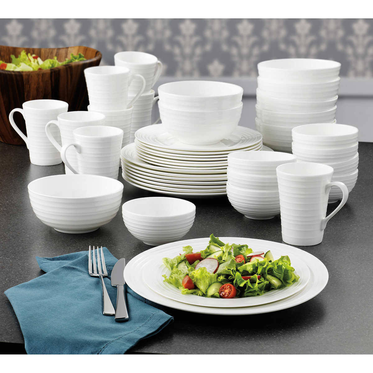 Mikasa Swirl 40-Piece Bone China Dinnerware Set