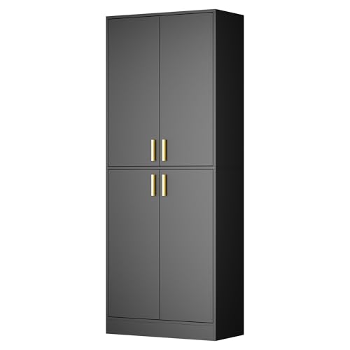 Cozy Castle Kitchen Pantry Cabinet, 71 Tall Wood Storage Cabinet with Doors and Shelves 4 Doors Freestanding Cupboard Utility Hutch for Dining Room Living Room Bathroom Furniture, Gray - Image 28