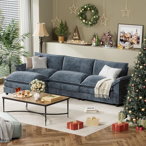 YESHOMY Sectional Modular Sofa U Shaped Chenille Fabric Couch with High Supportive & Soft Sponges and Removable Ottoman, Sleeper Comfy Upholstered Furniture for Living Room, Grey - Image 19