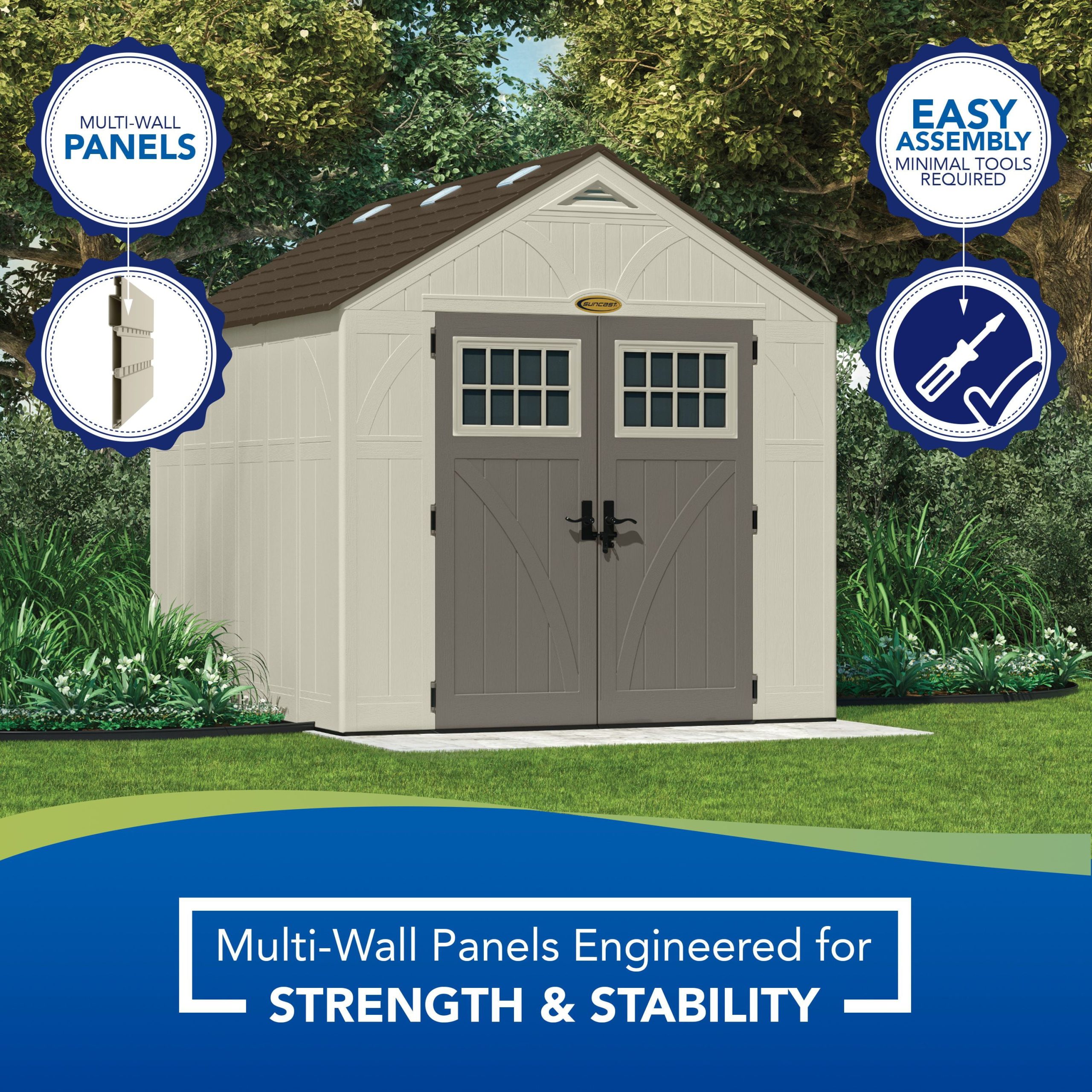 Suncast 8 x 10 ft. Metal and Resin Storage Shed, Vanilla - Image 5