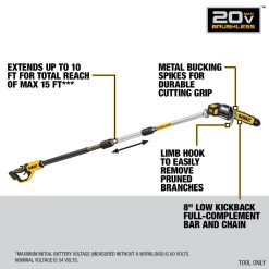 Alternative view of DEWALT 20V MAX 8 Pole Saw Bare Tool DCPS620B from