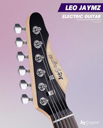 Leo Jaymz 39 Full Size ST Style Electric Guitar Starter Kit with SSH Pickup, 5W Portable Amp, Tuner, Gig Bag, Strap & Accessories (Violet Ocean) - Image 23