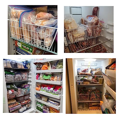 Freezer Wire Baskets, Kitchen Storage Organizer Bins for Chest and Upright Freezer, Refrigerator Dividers Containers with Handles – Pearl White (3) - Image 24