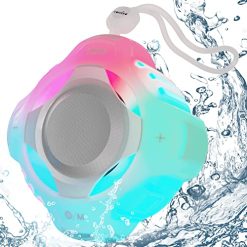 Waterproof Bluetooth Speaker IPX7, Shower Speaker with Dynamic Lights, TWS Mode, Loud Stereo Sound, Robust Bass, Portable Wireless Speaker with 24H Playtime for Kayak, Beach/Trip/Gifts for Unisex