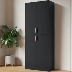 Alternative view of Cozy Castle Kitchen Pantry Cabinet, 71 Tall Wood Storage Cabinet with Doors and Shelves 4 Doors Freestanding Cupboard Utility Hutch for Dining Room Living Room Bathroom Furniture, Gray